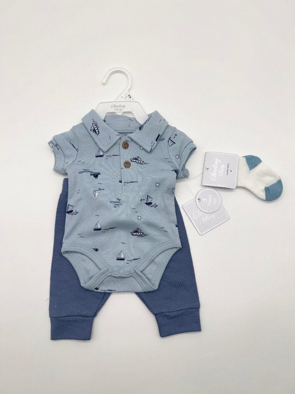 NWT Sterling Baby Newborn Nautical 3pc Outfit Set